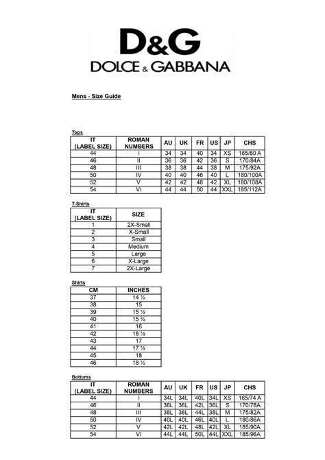 dolce gabbana size|dolce size guide.